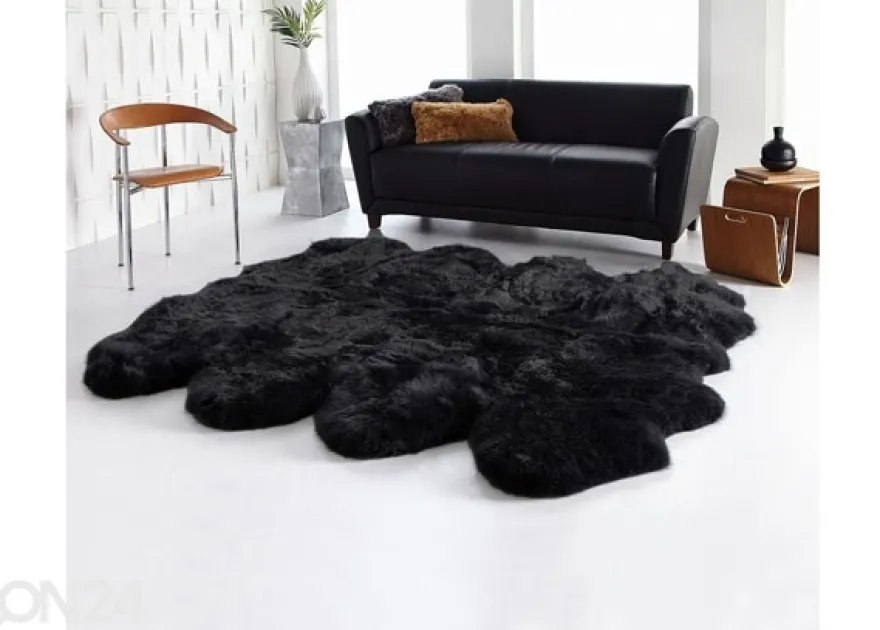 Aito lampaantalja Merino black Octo ±170x180 cm