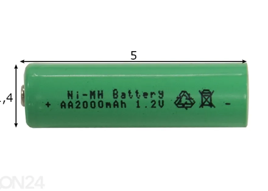 Aurinkoenergialla ladattava Ni-MH-akku AA 1,2 V (2 kpl)