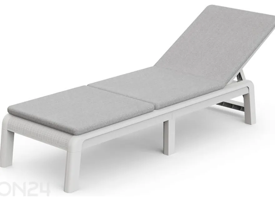 Aurinkotuoli Keter Keter Mallorca pehmusteella Sunlounger, valkoinen / harmaa