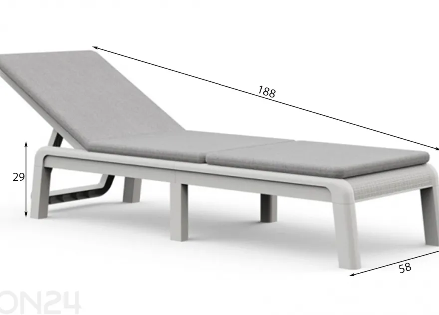 Aurinkotuoli Keter Keter Mallorca pehmusteella Sunlounger, valkoinen / harmaa