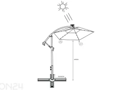 Aurinkovarjo Milin + LED Ø 3 m