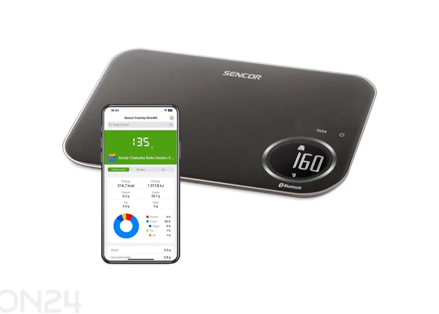 Bluetooth-yhteydellä varustettu keittiövaaka Sencor SKS7178BK, musta