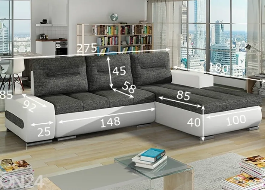 Divaanivuodesohva vuodevaatelaatikolla Detroit