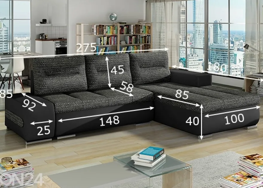 Divaanivuodesohva vuodevaatelaatikolla Detroit