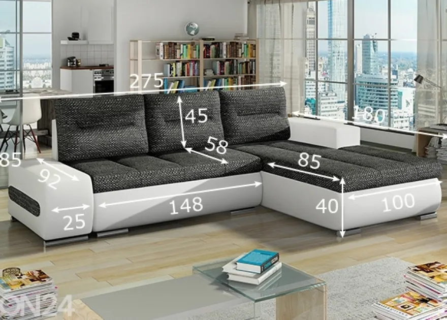 Divaanivuodesohva vuodevaatelaatikolla Detroit