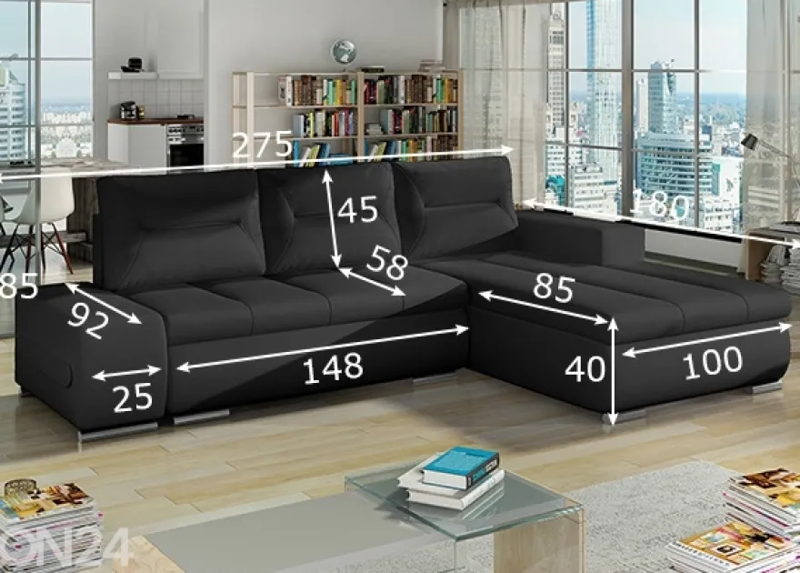 Divaanivuodesohva vuodevaatelaatikolla Detroit