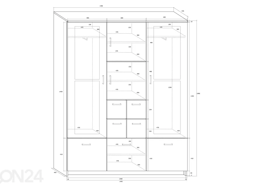 Eteiskaappi 150 cm