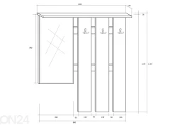 Eteisnaulakko ja peili 100 cm