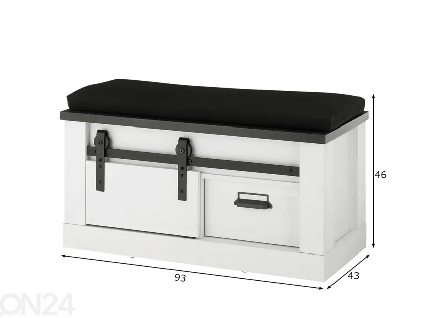 Eteispenkki istuinpehmusteella Sherwood 93 cm