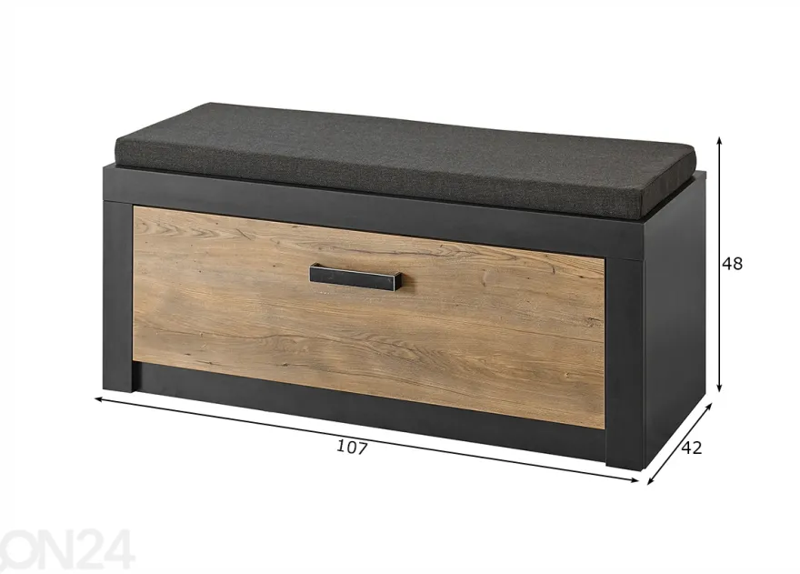 Eteispenkki istuinpehmusteella Brügge 107 cm