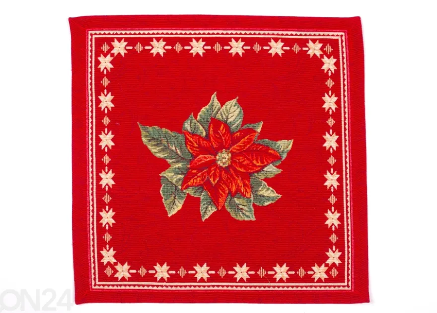 Globeliinikankainen pöytäliina/ kattausliina Ornamentti punainen 45x45 cm