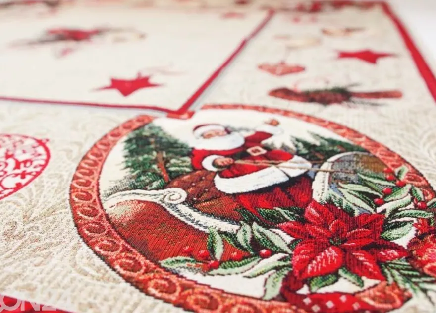 Gobeliinikankainen joululiina SANTA CLAUS 100x100 cm
