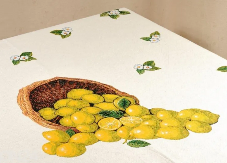 Gobeliinikankainen pöytäliina Sitruunakori 140x220 cm