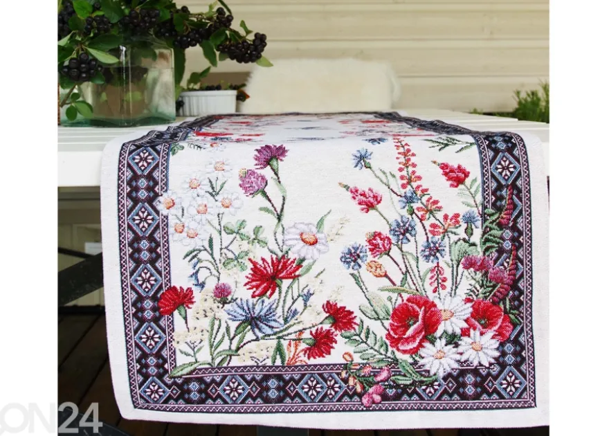 Gobeliinikankainen pöytäliina Chamomille 36x100 cm