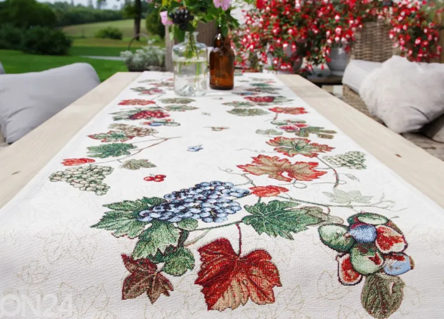 Gobeliinikankainen pöytäliina Viinimarjat 44x138 cm