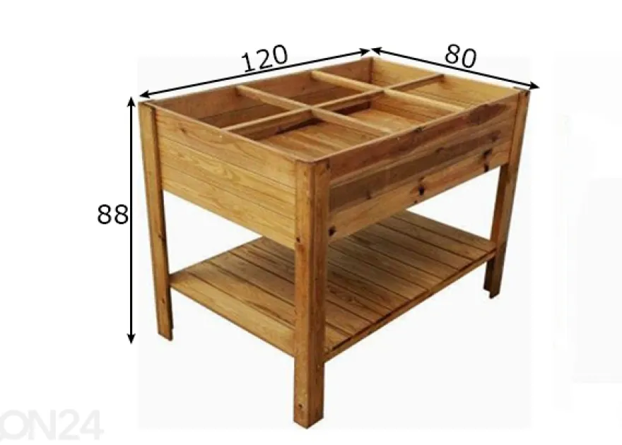 Istutuslaatikko jaloilla80x120 cm 6 lokeroa