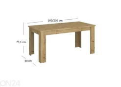 Jatkettava ruokapöytä Ayson 90x160/210 cm
