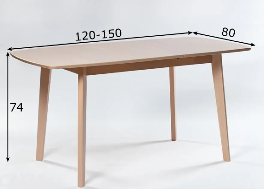 Jatkettava ruokapöytä Bari 80x120-150 cm, valkoinen pyökki