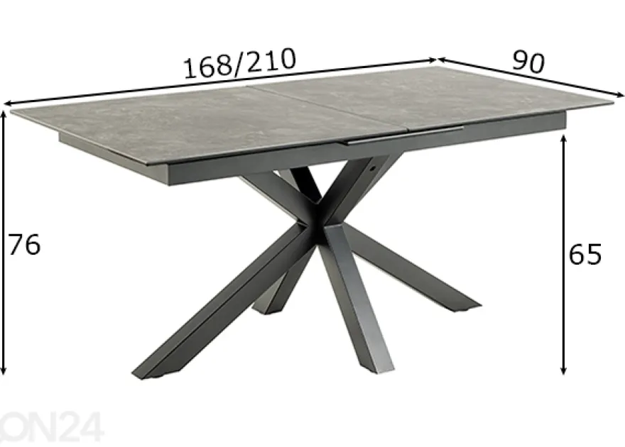 Jatkettava ruokapöytä Beira 90x168/210 cm