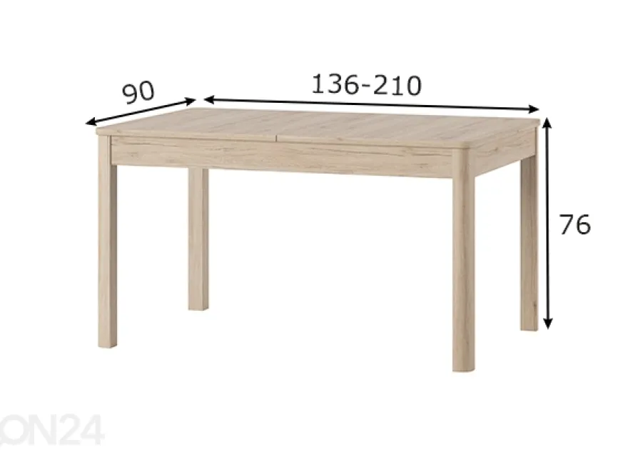 Jatkettava ruokapöytä Desjo 90x136-210 cm