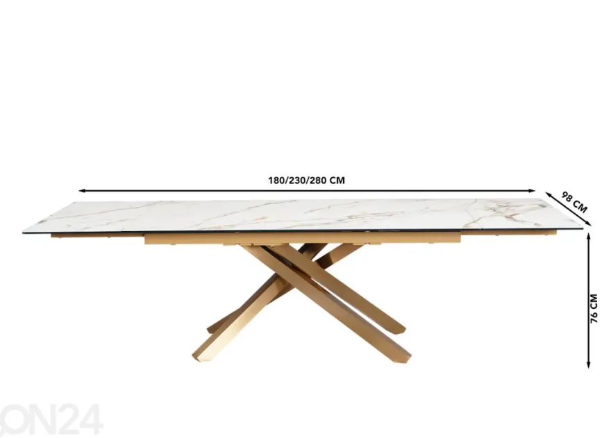 Jatkettava ruokapöytä Ferndale 98x180/230/280 cm
