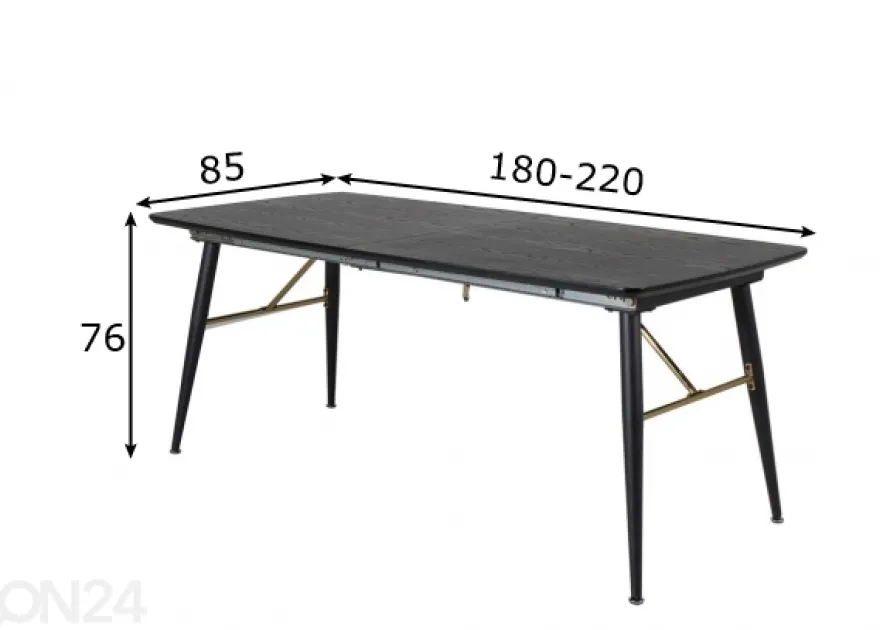 Jatkettava ruokapöytä Gold 180/220x85 cm
