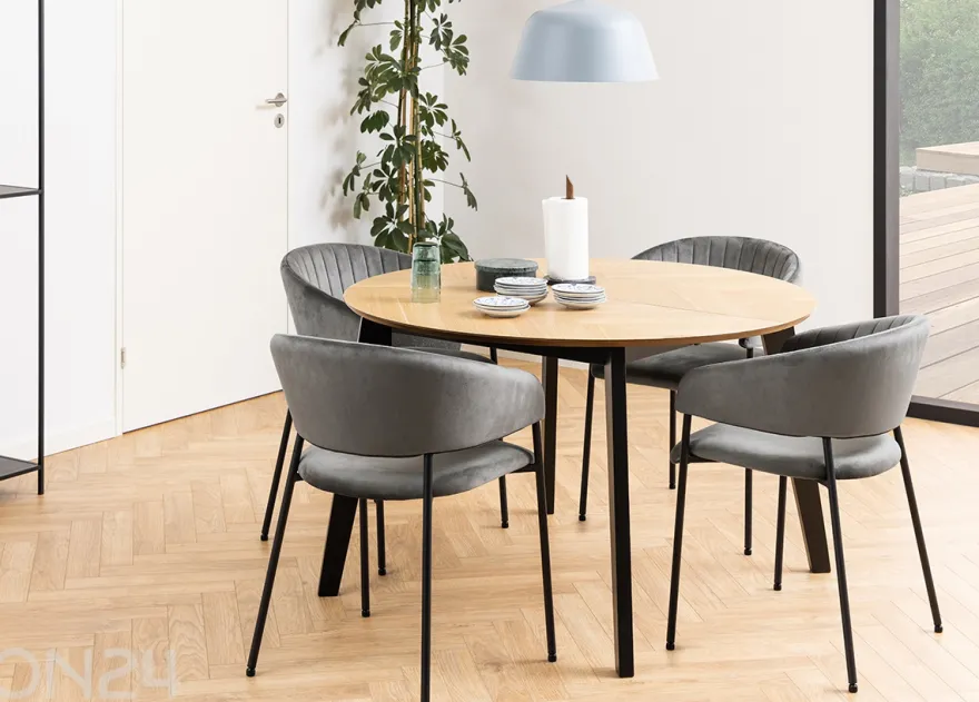 Jatkettava ruokapöytä Grace Ø120/198 cm