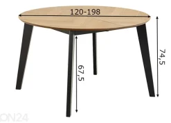 Jatkettava ruokapöytä Grace Ø120/198 cm