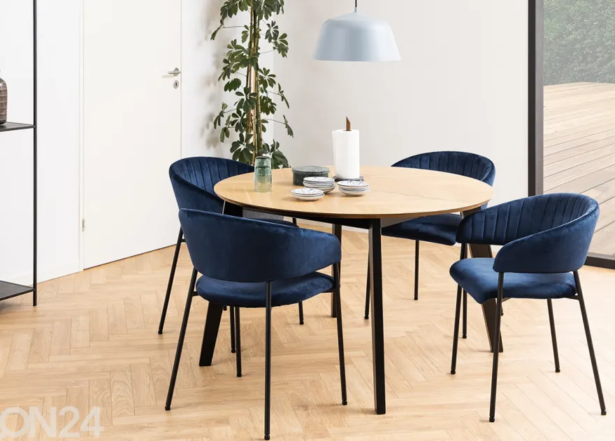 Jatkettava ruokapöytä Grace Ø120/198 cm