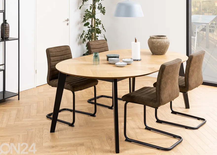 Jatkettava ruokapöytä Grace Ø120/198 cm