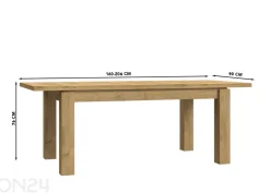 Jatkettava ruokapöytä Havanna 90x160/206 cm