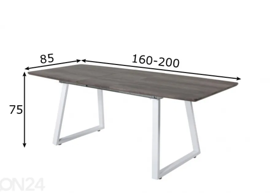 Jatkettava ruokapöytä Inca 160/200x85 cm