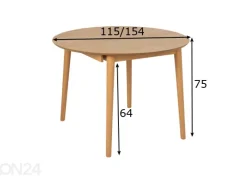 Jatkettava ruokapöytä Monz Ø 115/154 cm