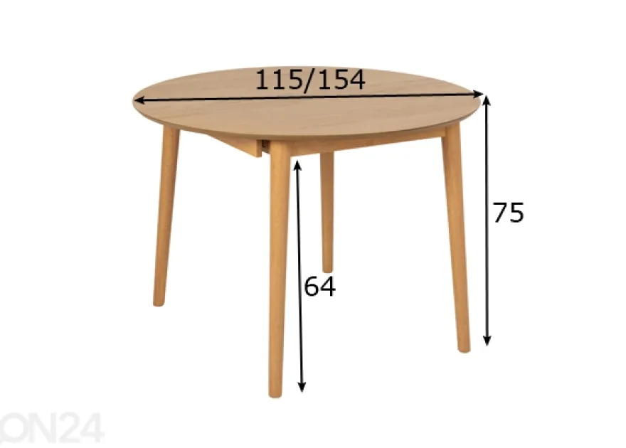 Jatkettava ruokapöytä Monz Ø 115/154 cm