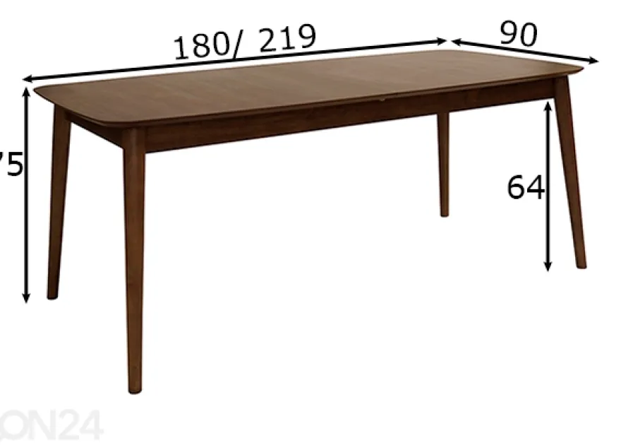 Jatkettava ruokapöytä Monz 180/219x90 cm
