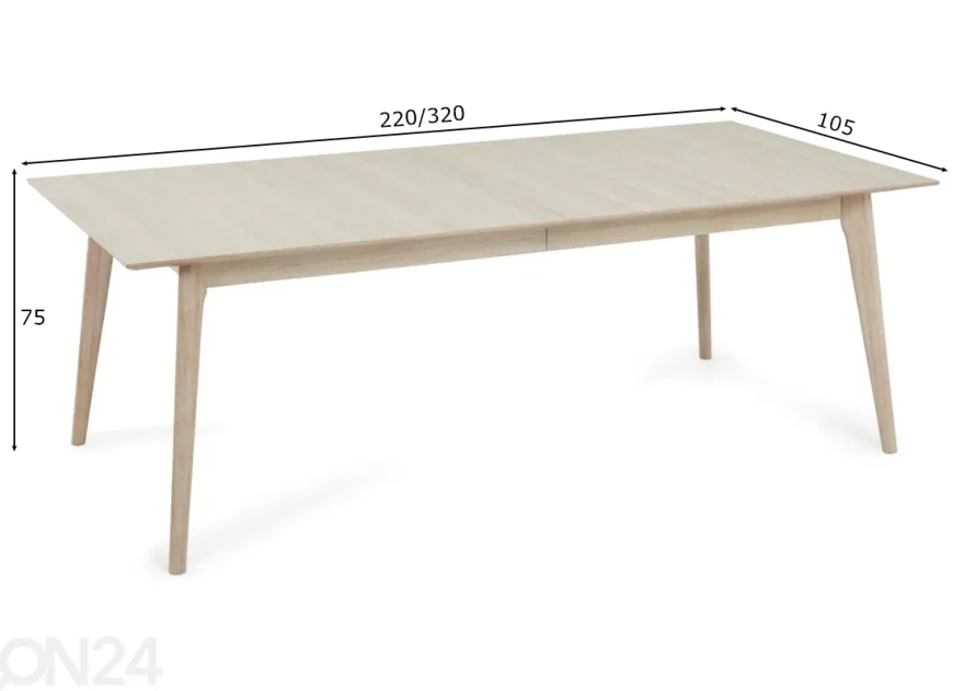 Jatkettava ruokapöytä Porto 220/320x105 cm