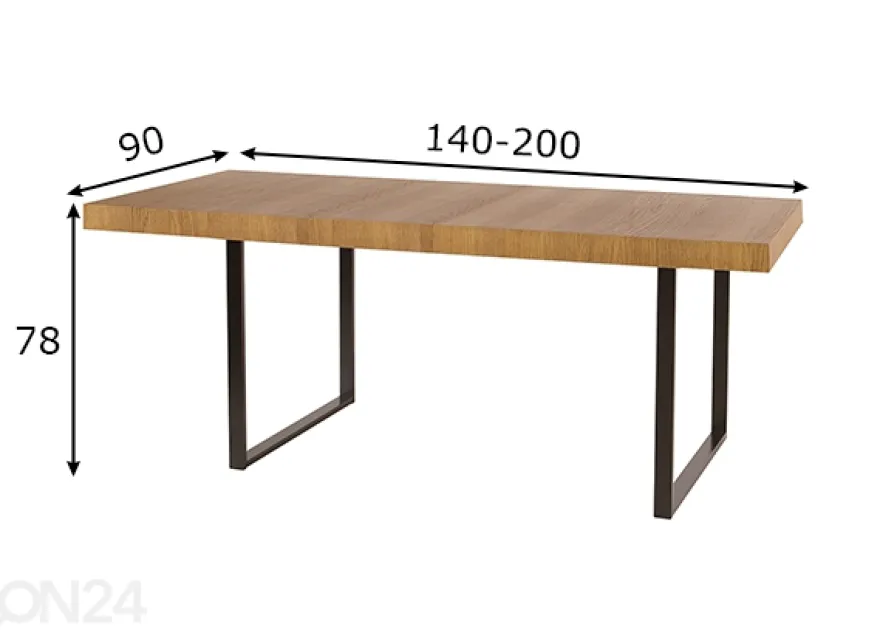 Jatkettava ruokapöytä Pratto 90x140-200 cm