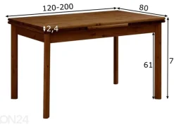 Jatkettava ruokapöytä Tirza 80x120-200 cm