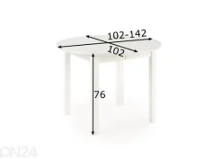 Jatkettava ruokapöytä 102/142x102 cm