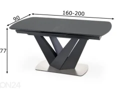 Jatkettava ruokapöytä 160/200x90 cm