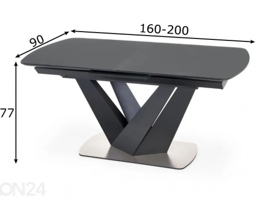 Jatkettava ruokapöytä 160/200x90 cm