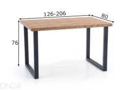 Jatkettava ruokapöytä 126/206x80 cm