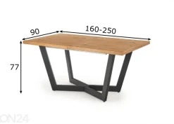 Jatkettava ruokapöytä 160/250x90 cm