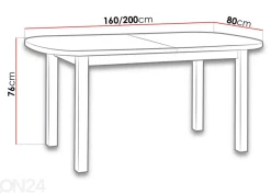Jatkettava ruokapöytä 160-200x80 cm