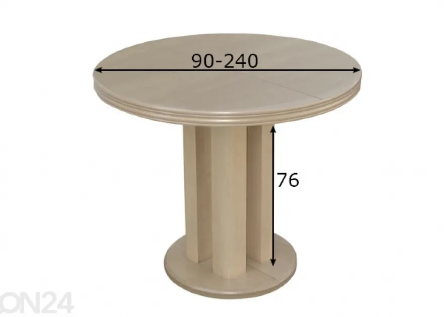 Jatkettava ruokapöytä 90x90-240 cm