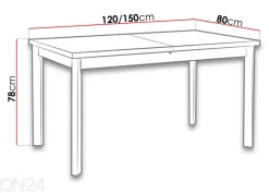 Jatkettava ruokapöytä 120-150x80 cm