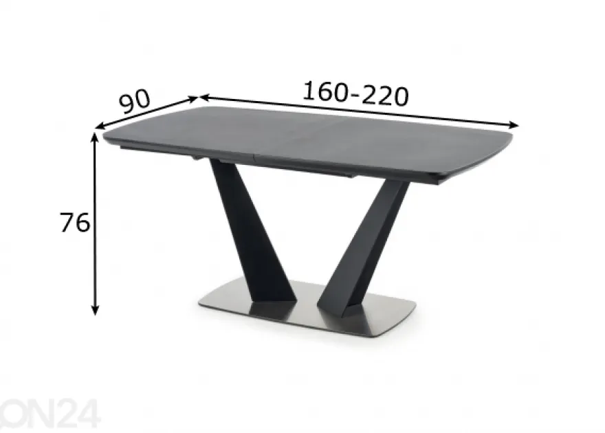 Jatkettava ruokapöytä 160/220x90 cm