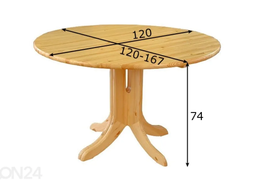 Jatkettava ruokapöytä 120x120-167 cm