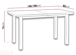 Jatkettava ruokapöytä 140-180x80 cm