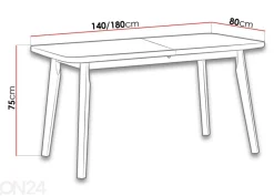 Jatkettava ruokapöytä 140-180x80 cm